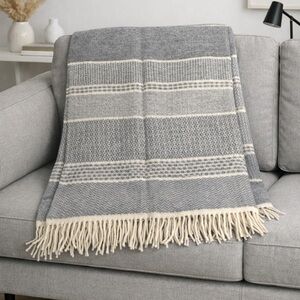 Klippan EcoWool 100% Lamb Wool Gray Cream Throw Blanket Never used
